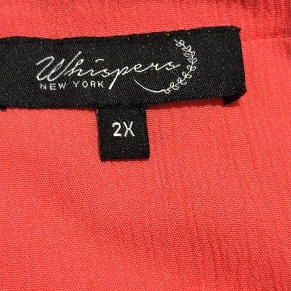 Whispers New York Coral Sleeveless Top With Floral Embroidery & Keyhole Neckline - Picture 4 of 7
